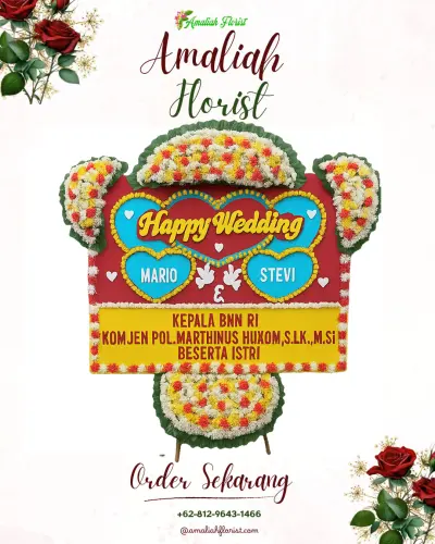 Karangan Papan Bunga Pernikahan di Cisoka